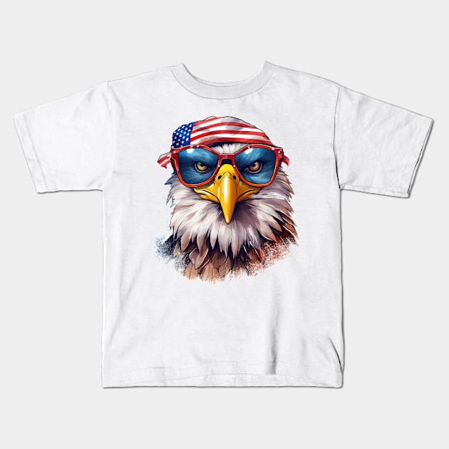 Cool American Eagle Portrait #5 Kids T-Shirt by Chromatic Fusion Studio